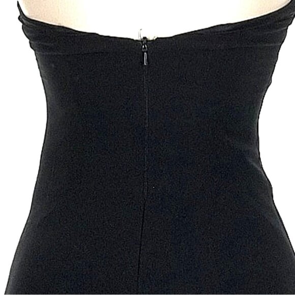 Dessy Collection LBD Strapless Cocktail Dress 2 Midi Black Chiffon Formal Prom - Picture 7 of 13